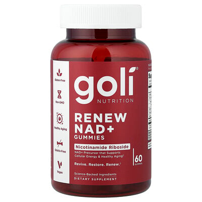 Goli Nutrition, Förnya NAD+ Gummies, 60 Gummies