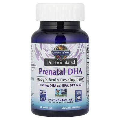 Garden of Life, Dr. Formulated, Prenatal DHA, 30 mjukgelkapslar