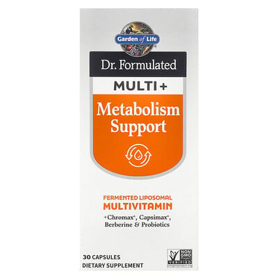 Garden of Life, Dr. Formulerad Multi+, ämnesomsättningsstöd, 30 kapslar