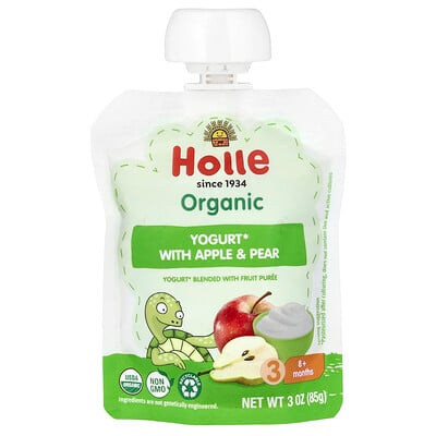 Holle, Ekologisk yoghurt med äpple och päron, 8+ månader, 85 g