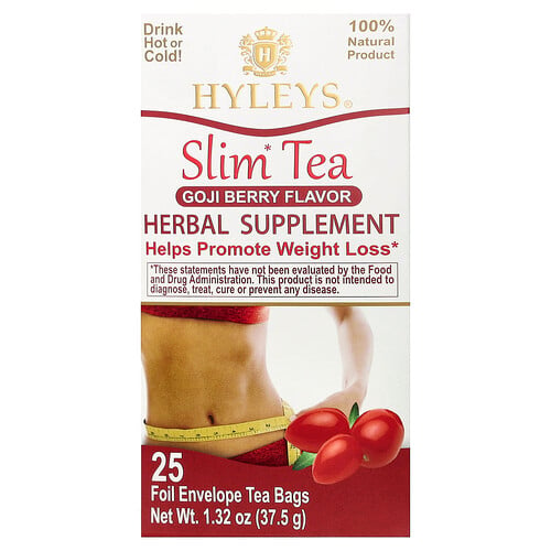 Hyleys Tea, Smalt te, Goji Berry, 25 tepåsar med foliekuvert, 1.32 oz (37.5 g)