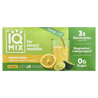 IQBAR, IQMIX®, Hydration + Clarity + Mood Mix, Citronlime, 20 stickor, 8 g styck