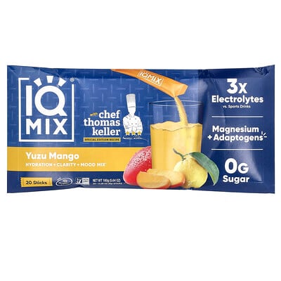 IQBAR, IQMIX,® Hydration + Clarity + Mood Mix, Yuzu Mango, 20 pinnar, 0.28 oz (8 g) vardera