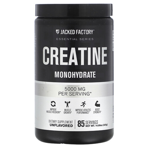 Jacked Factory, Essential-serien, kreatinmonohydrat, utan smaksättning, 425 g (14.99 oz)