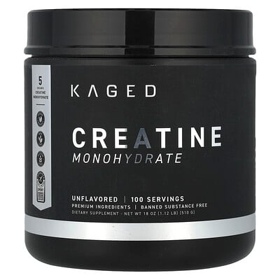 Kaged, Kreatinmonohydrat, utan smaksättning, 510 g (1,12 pund)