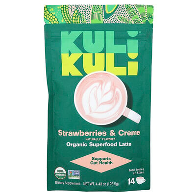 Kuli Kuli, Ekologisk superfoodlatte, jordgubbar och kräm, 125,5 g