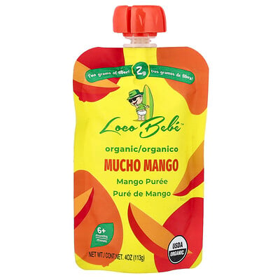 Loco Bebe, Ekologisk puré, 6+ månader, Mucho Mango, 113 g