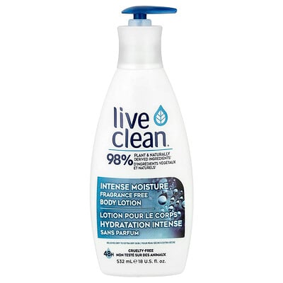 Live Clean, Intensiv återfuktande bodylotion, oparfymerad, 532 ml