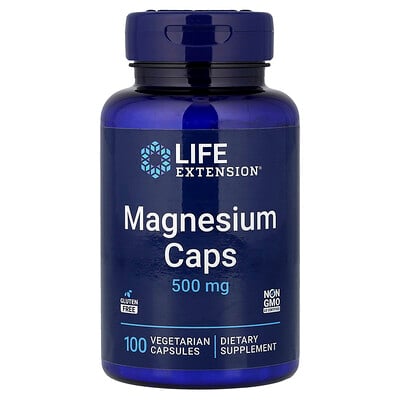 Life Extension, Magnesiumkapslar, 500 mg, 100 vegetariska kapslar