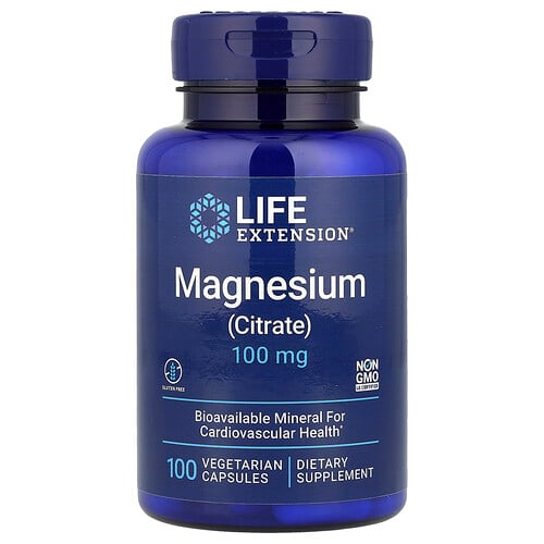 Life Extension, Magnesium (citrat), 100 mg, 100 Vegetariska kapslar Life Extension, Magnesium (citrat), 100 mg, 100 Vegetariska kapslar