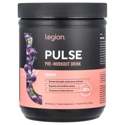 Legion Athletics, Pulse, pre-workout, druvsmak, 492 g