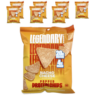 Legendary Foods, Poppade proteinchips, nachoost, 7 påsar, 36 g styck