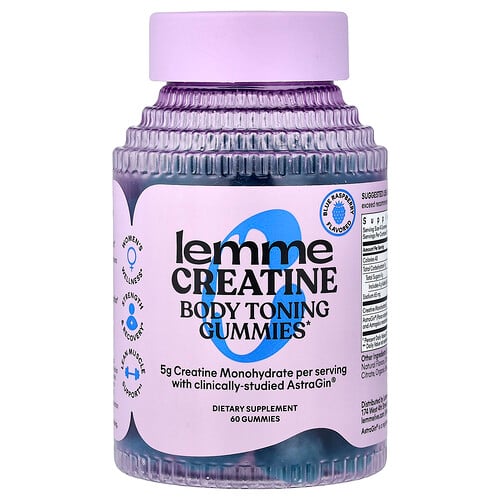 Lemme, Kreatin, Body Toning Gummies, Blå Hallon, 60 gummies