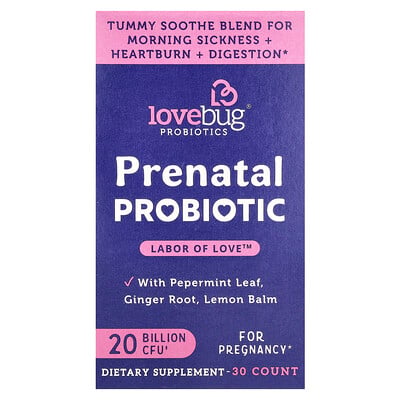 LoveBug Probiotics, Prenatal probiotika, 20 miljarder CFU, 30 antal