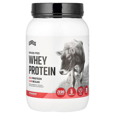 Levels, Gräsbetat vassleproteinpulver, jordgubb, 907 g