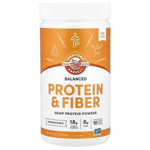 Manitoba Harvest, Balanserat protein + fiber, hampaproteinpulver, osötat, 454 g
