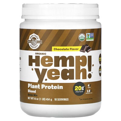 Manitoba Harvest, Organisk hampa Yeah!, växtproteinblandning, choklad, 454 g
