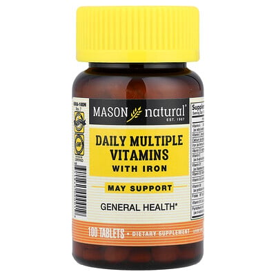 Mason Natural, Dagliga multipla vitaminer med järn, 100 tabletter