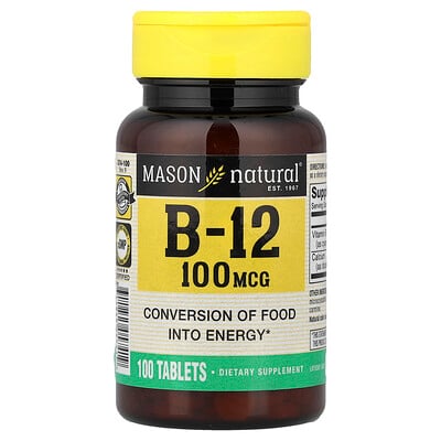 Mason Natural, Vitamin B-12, 100 tabletter