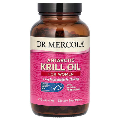 Dr. Mercola, Antarktisk krillolja för kvinnor, 270 kapslar