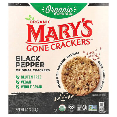 Mary's Gone Crackers, Ekologiska Originalkex med svartpeppar, 4 oz (113 g)