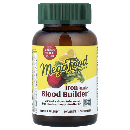 MegaFood, Blood Builder™ Minis, Järn, 60 Tabletter MegaFood, Blood Builder™ Minis, Järn, 60 Tabletter
