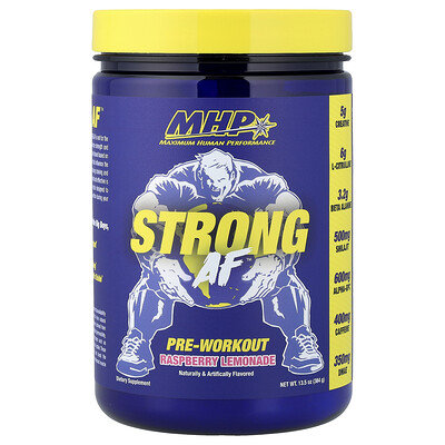 MHP, Strong AF™ Pre-Workout, hallonlemonad, 384 g