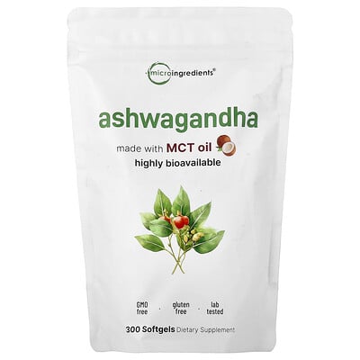 Micro Ingredients, Ashwagandha, 300 mjukgelkapslar