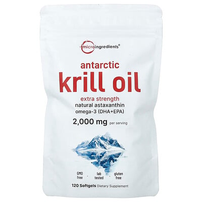 Micro Ingredients, Antarktisk krillolja, 120 mjukgelkapslar (1 000 mg per mjukgel)