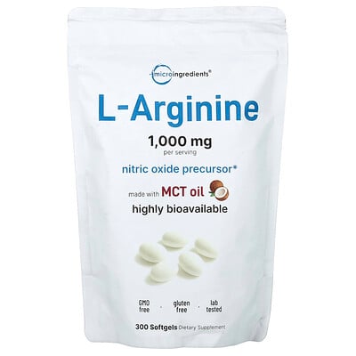 Micro Ingredients, L-Arginin, 300 mjukgelkapslar (250 mg per mjukgel)
