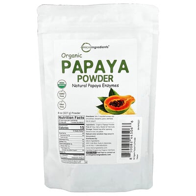Micro Ingredients, Ekologiskt papayapulver, 227 g