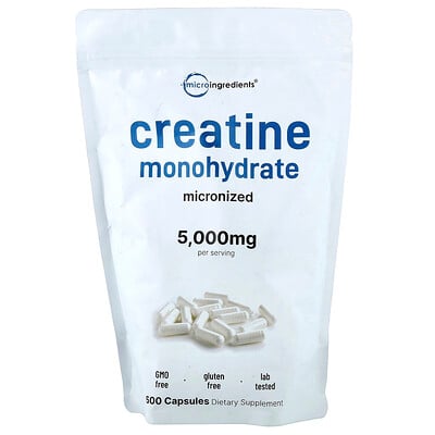 Micro Ingredients, Kreatinmonohydrat, 500 kapslar (714,28 mg per kapsel)