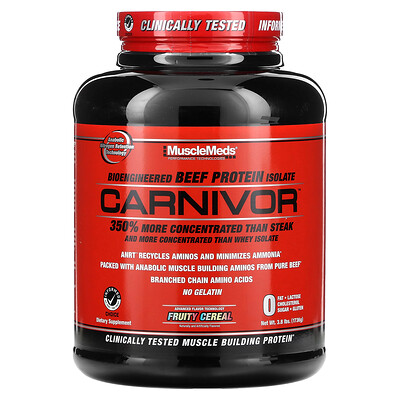 MuscleMeds, Carnivor, biokonstruerat nötköttsproteinisolat, fruktiga spannmål, 1 736 g (3,8 pund)