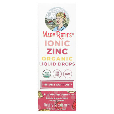 MaryRuth's, Organiska joniska zinkkådroppar, jordgubb och citron, 3 mg, 120 ml