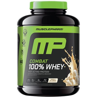 MusclePharm, Combat® 100 % vassleproteinpulver, vaniljglass, 2,24 kg