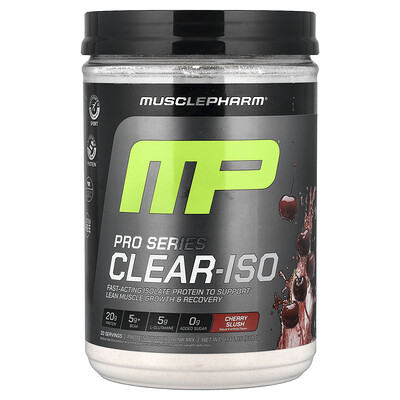 MusclePharm, Pro Series Clear-ISO, Dryckblandning av proteinpulver, Cherry Slush, 520 mg (1,14 pund)
