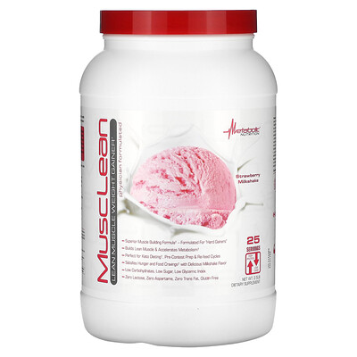 Metabolic Nutrition, MuscLean, Lean Muscle Weight Gainer, Jordgubbsmilkshake, 1,2 kg