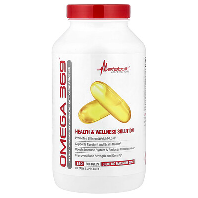 Metabolic Nutrition, Omega 369, 180 kapslar (1 200 mg per kapsel)