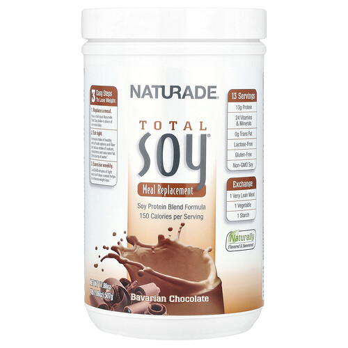 Naturade, Total Soy®, måltidsersättning, bayersk choklad, 507 g Naturade, Total Soy®, måltidsersättning, bayersk choklad, 507 g