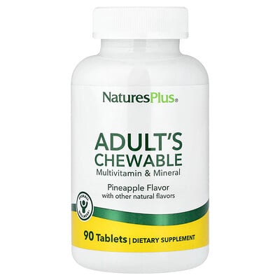 NaturesPlus, Tuggbar multivitamin och mineral för vuxna, ananas, 90 tabletter
