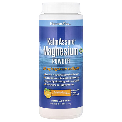 NaturesPlus, KalmAssure®, Magnesiumpulver, Uppfriskande Apelsin, 522 g
