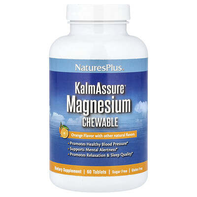 NaturesPlus, KalmAssure®, Magnesium Tuggtabletter, Apelsin, 60 Tabletter