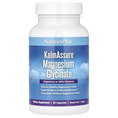 NaturesPlus, KalmAssure®, magnesiumglycinat, 90 kapslar (70 mg per kapsel)