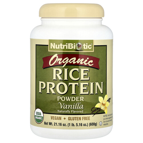 NutriBiotic, Ekologiskt risproteinpulver, vanilj, 600 g NutriBiotic, Ekologiskt risproteinpulver, vanilj, 600 g