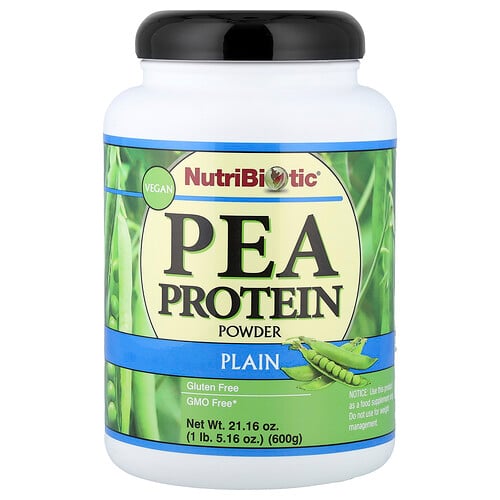 NutriBiotic, Ärtproteinpulver, naturell, 600 g