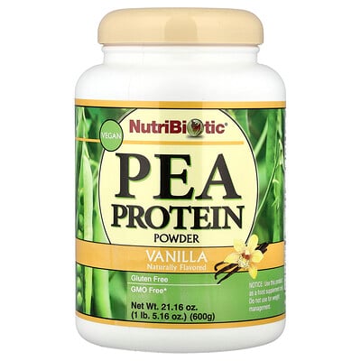 NutriBiotic, Ärtproteinpulver, vanilj, 21.16 oz (600 g)