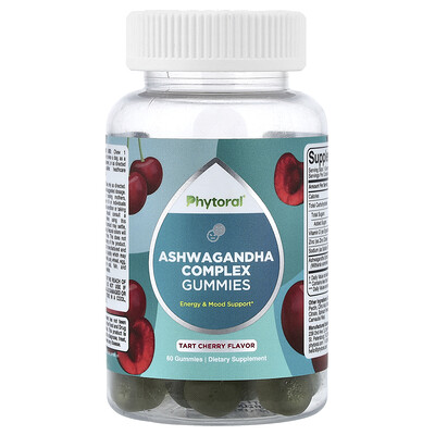Phytoral, Ashwagandha Complex Gummies, syrliga körsbär, 60 gummies