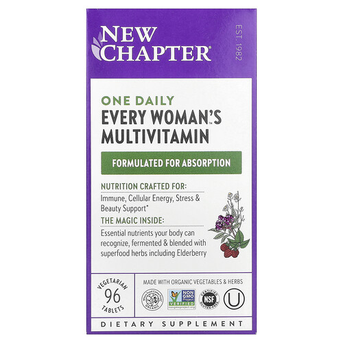New Chapter, En daglig multivitamintablett för™ varje kvinna, 96 vegetariska tabletter New Chapter, En daglig multivitamintablett för™ varje kvinna, 96 vegetariska tabletter