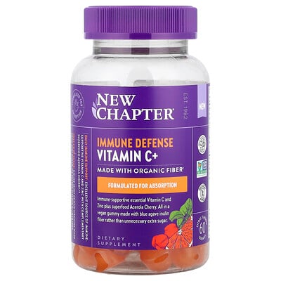 New Chapter, Immunförsvar C-vitamin+, citrusfrukter, 60 gummies