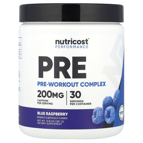 Nutricost, Performance, Pre-Workout Complex, Blå Hallon, 387 g